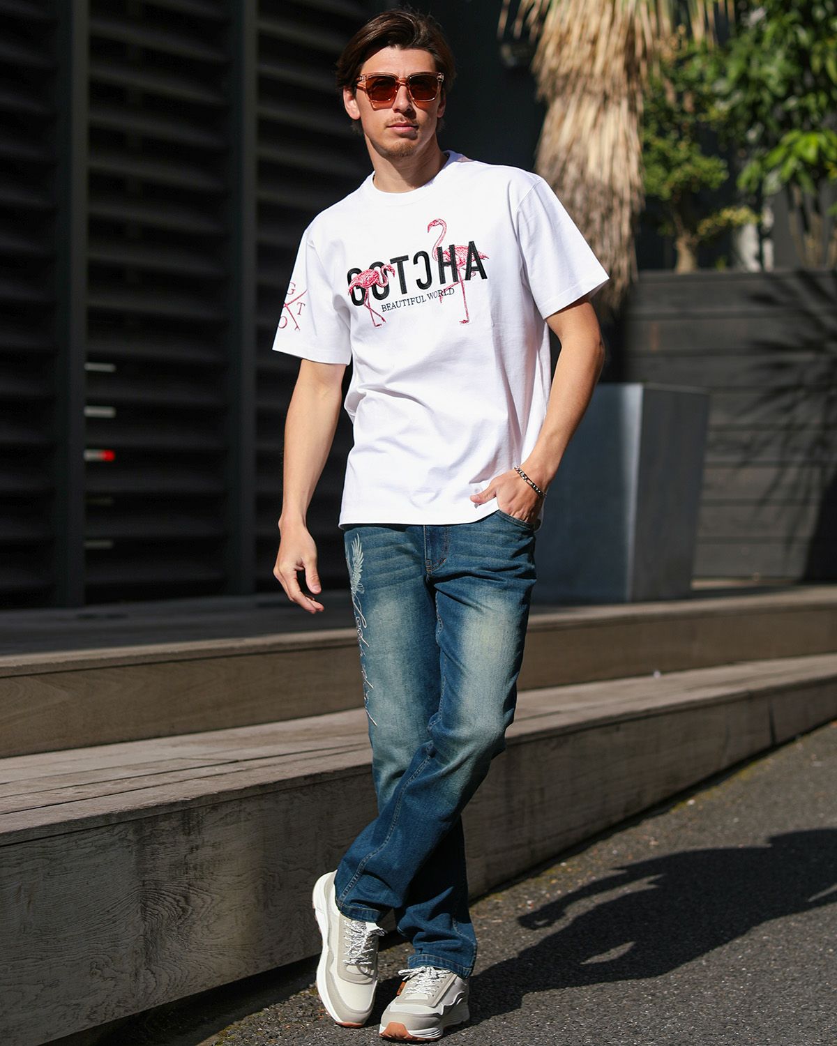 ホワイト：180cm/70kg(Lサイズ着用)