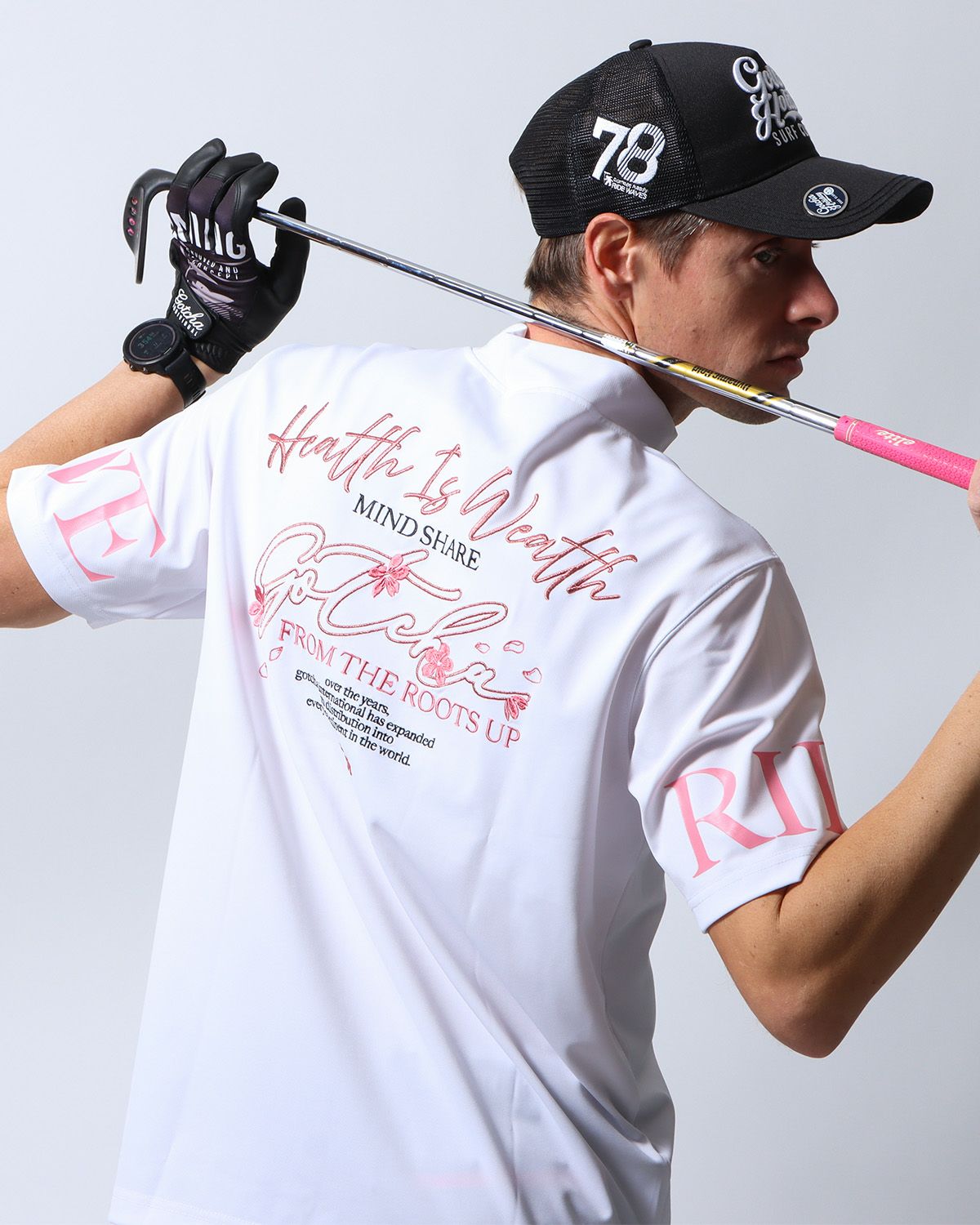 ホワイト：183cm/70kg(Lサイズ着用)