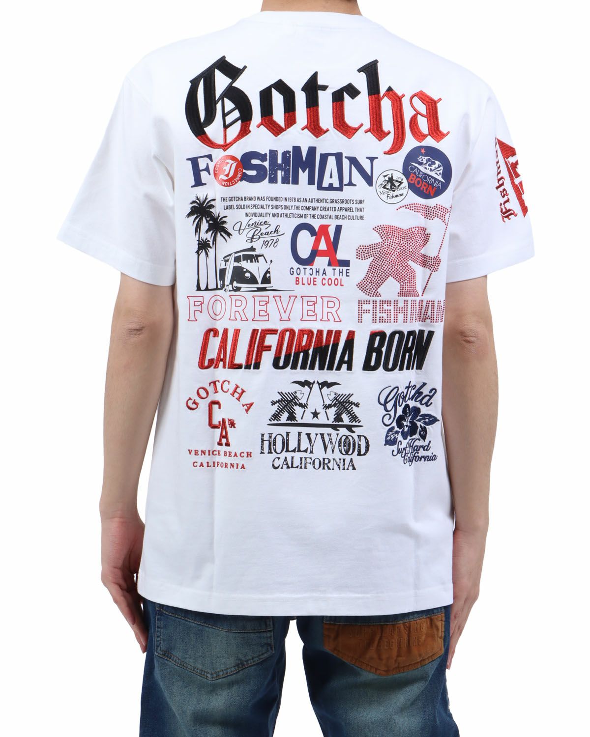 ホワイト：173cm63kg(Lサイズ着用)